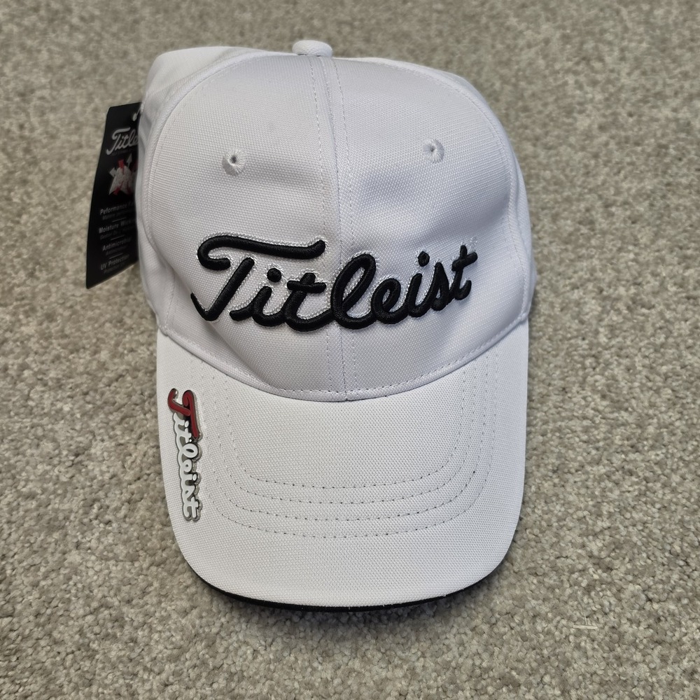 NEW Titleist Tour Stretch Tech Golf Hat Fitted‎ Cap - WHITE BLACK Performance